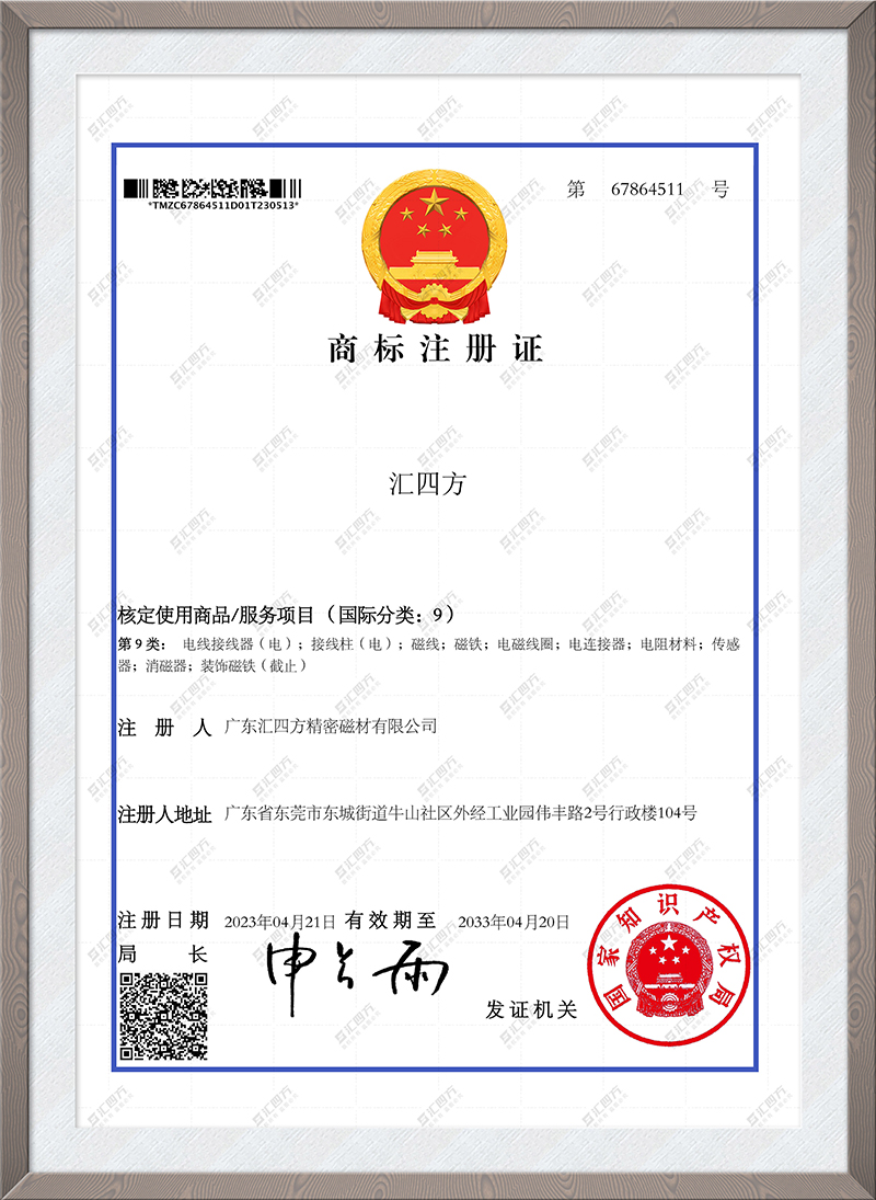 匯四方商標證書