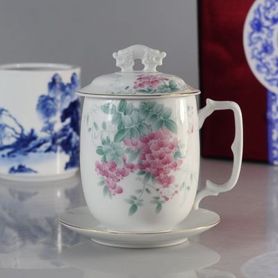 【釉下五彩 三件套杯 茶杯 水杯 辦公室杯 老板杯 禮品瓷】價(jià)格,廠家,圖片,杯子,景德鎮(zhèn)誠耀商貿(mào)-