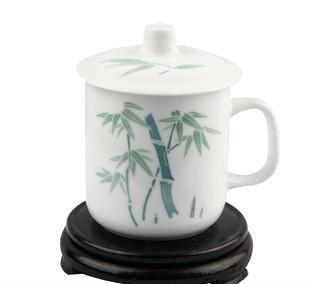 翠竹將軍杯 釉下五彩手工禮品瓷，會議用茶杯的藝術(shù)與實用